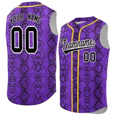 Yellow Snakeskin Pattern Sleeveless Baseball Jersey