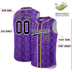 Yellow Snakeskin Pattern Sleeveless Baseball Jersey 2