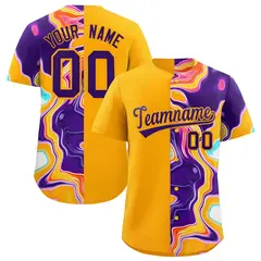 Yellow Split Fluid Pattern Authentic Baseball Jersey