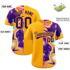 Yellow Split Fluid Pattern Authentic Baseball Jersey 2