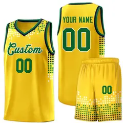 Yellow Square Grid Graffiti Basketball Jersey