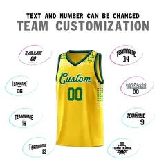 Yellow Square Grid Graffiti Basketball Jersey 3