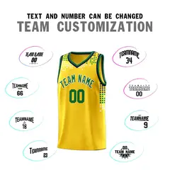 Yellow Square Grid Graffiti Basketball Jersey 7