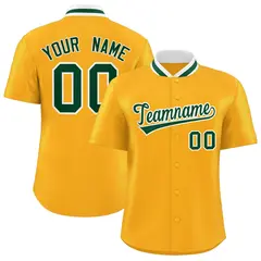 Yellow Stand Collar Classic Baseball Jersey 1