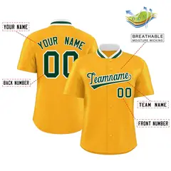 Yellow Stand Collar Classic Baseball Jersey 2
