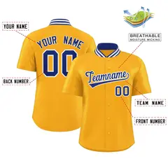 Yellow Stand Collar Classic Baseball Jersey 2