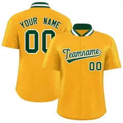 Yellow Stand Collar Classic Baseball Jersey 1