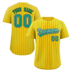 Yellow Teal-Black Stripe Authentic Fashion Baseball Jersey