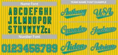 Yellow Teal-Black Stripe Authentic Fashion Baseball Jersey 3