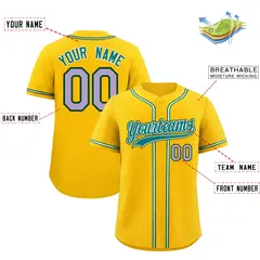 Yellow Team Baseball Jersey 2