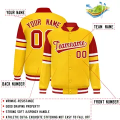 Yellow Varsity Color Block Full-Snap Letterman Jacket 2