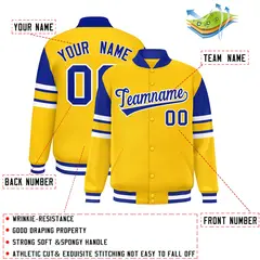 Yellow Varsity Color Block Full-Snap Letterman Jacket 2