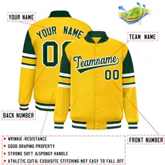 Yellow Varsity Color Block Full-Snap Letterman Jacket 2