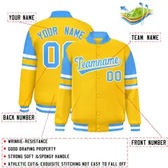 Yellow Varsity Color Block Full-Snap Letterman Jacket 2