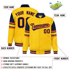 Yellow Varsity Color Block Full-Snap Letterman Jacket 2