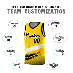 Yellow White and Black Graffiti Basketball Jersey 4