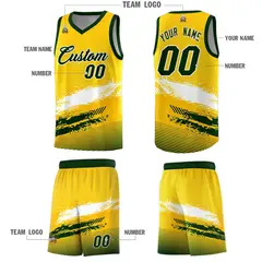 Yellow White and Green Graffiti Basketball Jersey 5