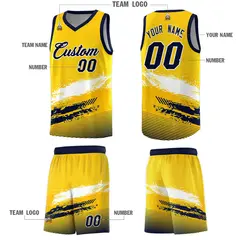 Yellow White and Navy Graffiti Basketball Jersey 5