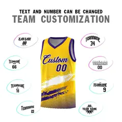 Yellow White and Purple Graffiti Basketball Jersey 4