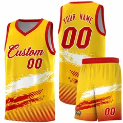 Yellow White and Red Graffiti Basketball Jersey