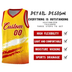 Yellow White and Red Graffiti Basketball Jersey 2