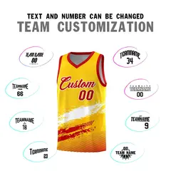 Yellow White and Red Graffiti Basketball Jersey 4