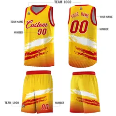 Yellow White and Red Graffiti Basketball Jersey 5