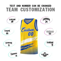 Yellow White and Royal Graffiti Basketball Jersey 4