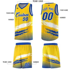 Yellow White and Royal Graffiti Basketball Jersey 5