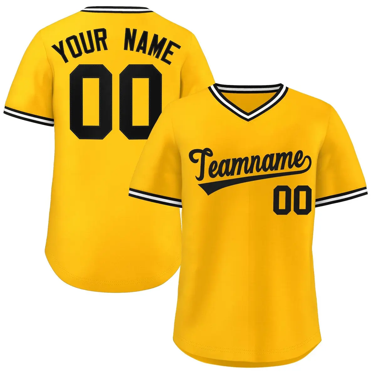 Yellow White Authentic Pullover Baseball Jersey