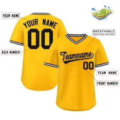 Yellow White Authentic Pullover Baseball Jersey 2