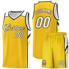 Yellow White-Black Classic Basketball Jersey Set