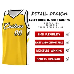 Yellow White-Black Classic Basketball Jersey Set 5