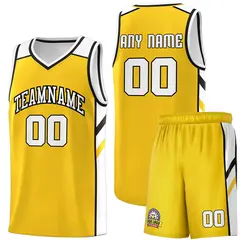 Yellow White-Black Classic Basketball Jersey Set