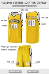 Yellow White-Black Classic Basketball Jersey Set 2
