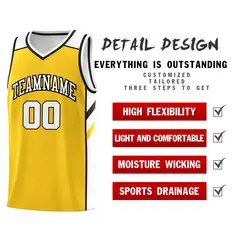Yellow White-Black Classic Basketball Jersey Set 5