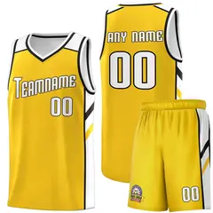 Yellow White-Black Classic Basketball Jersey Set