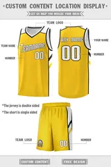 Yellow White-Black Classic Basketball Jersey Set 2