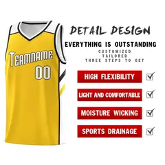 Yellow White-Black Classic Basketball Jersey Set 5
