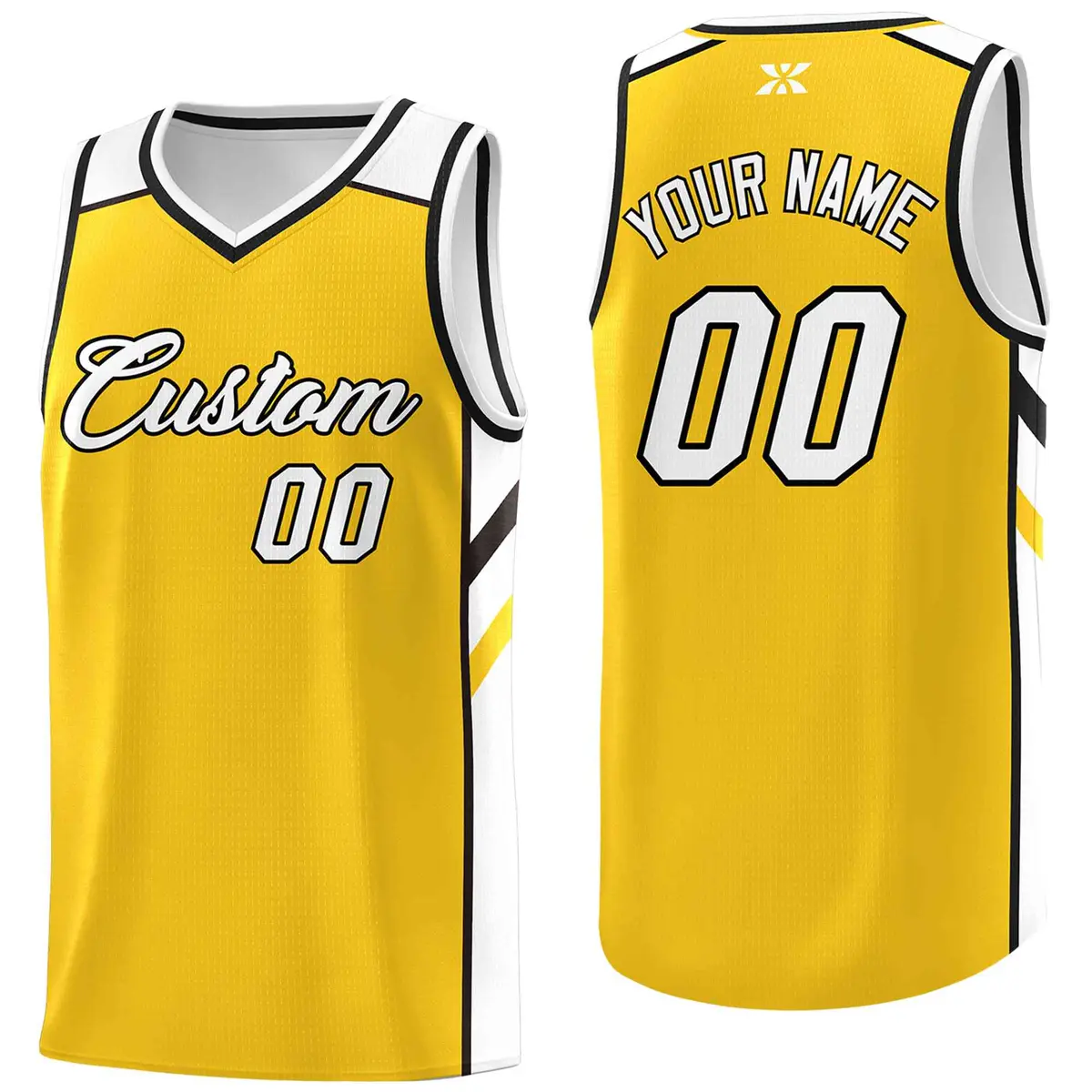 Yellow White-Black Classic Mesh Sport Basketball Jersey