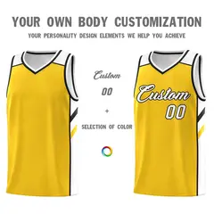 Yellow White-Black Classic Mesh Sport Basketball Jersey 3