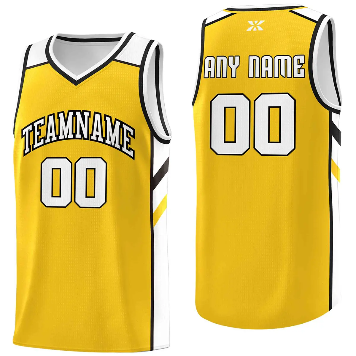Yellow White-Black Classic Mesh Sport Basketball Jersey
