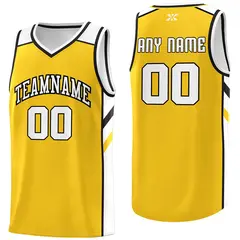 Yellow White-Black Classic Mesh Sport Basketball Jersey