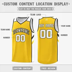Yellow White-Black Classic Mesh Sport Basketball Jersey 2