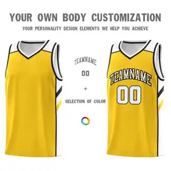 Yellow White-Black Classic Mesh Sport Basketball Jersey 3
