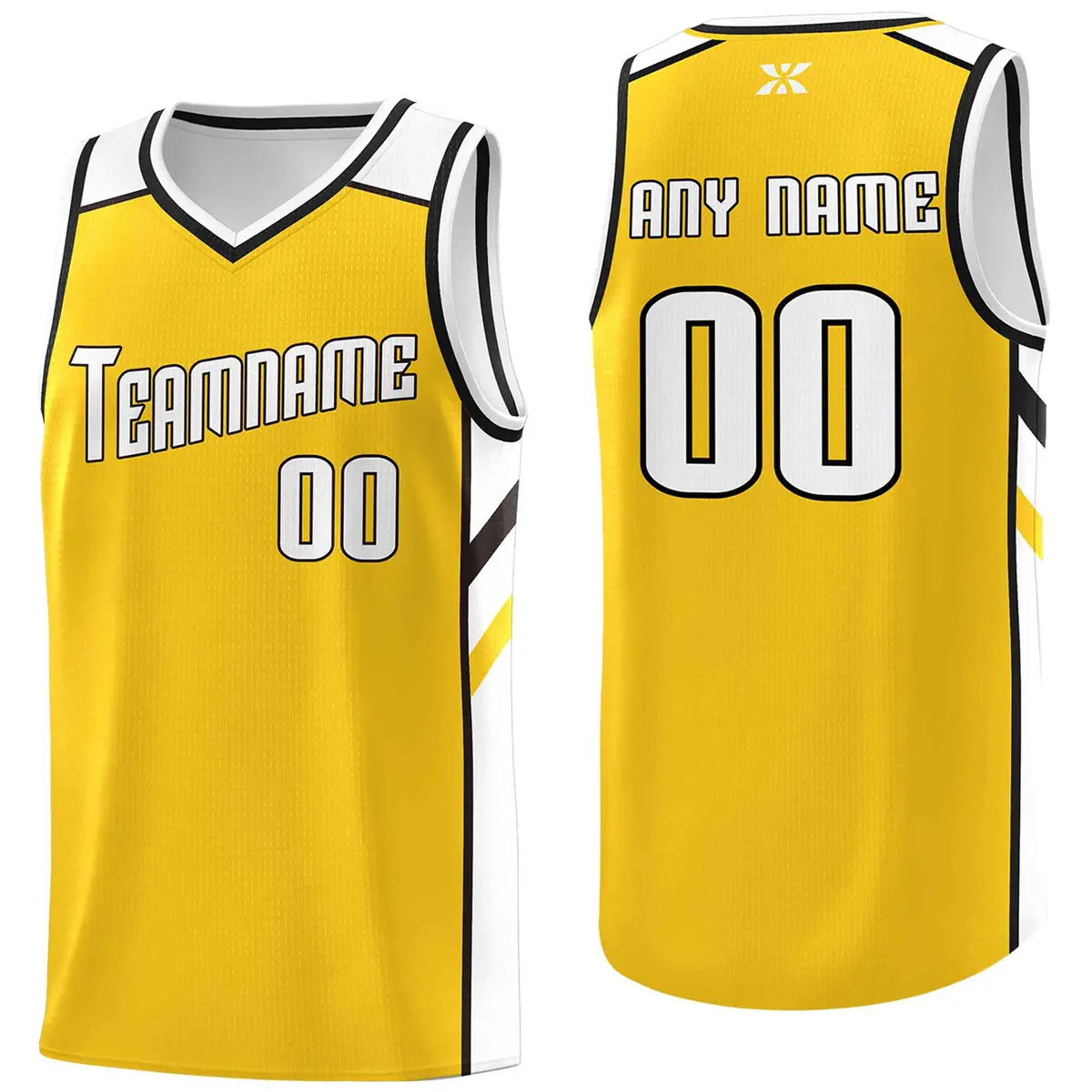 Yellow White-Black Classic Mesh Sport Basketball Jersey