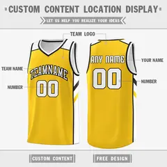 Yellow-White Classic Athletic Men/Boy Basketball Jersey 2