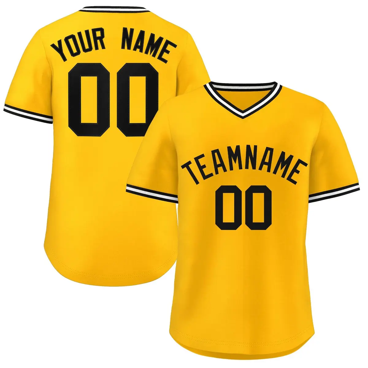 Yellow White Classic Authentic Pullover Baseball Jersey