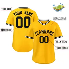 Yellow White Classic Authentic Pullover Baseball Jersey 2