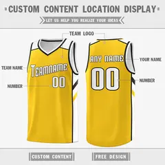 Yellow White Classic Breathable Basketball Jersey 2